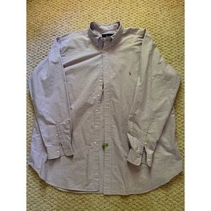 Ralph Lauren Mens Lavender Oxford Button-Down Shirt 3XLT